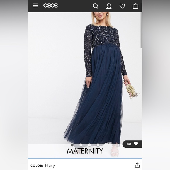 ASOS Maya Maternity Dress Navy - Picture 2 of 5